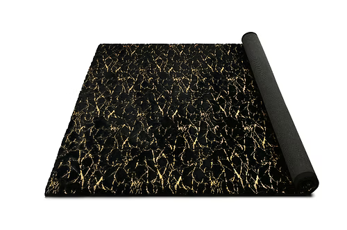 Bunny Fur Foil Rug - Black & Gold