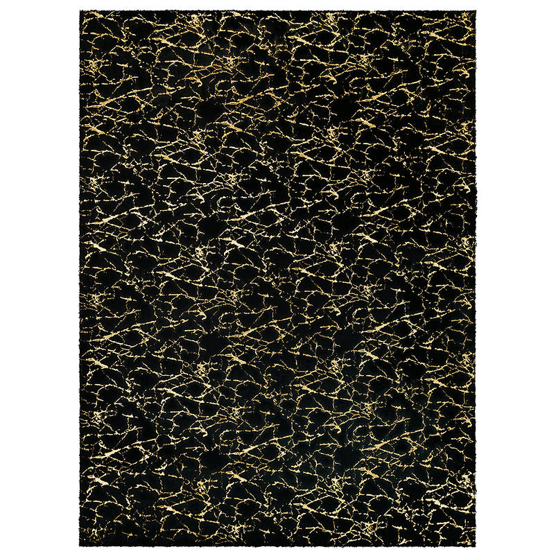 Bunny Fur Foil Rug - Black & Gold