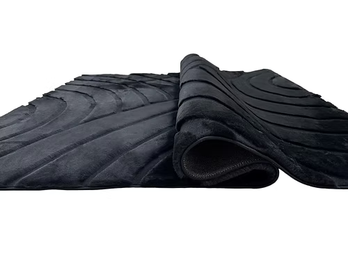 Sculpted 54 Bunny Fur Rug - Black