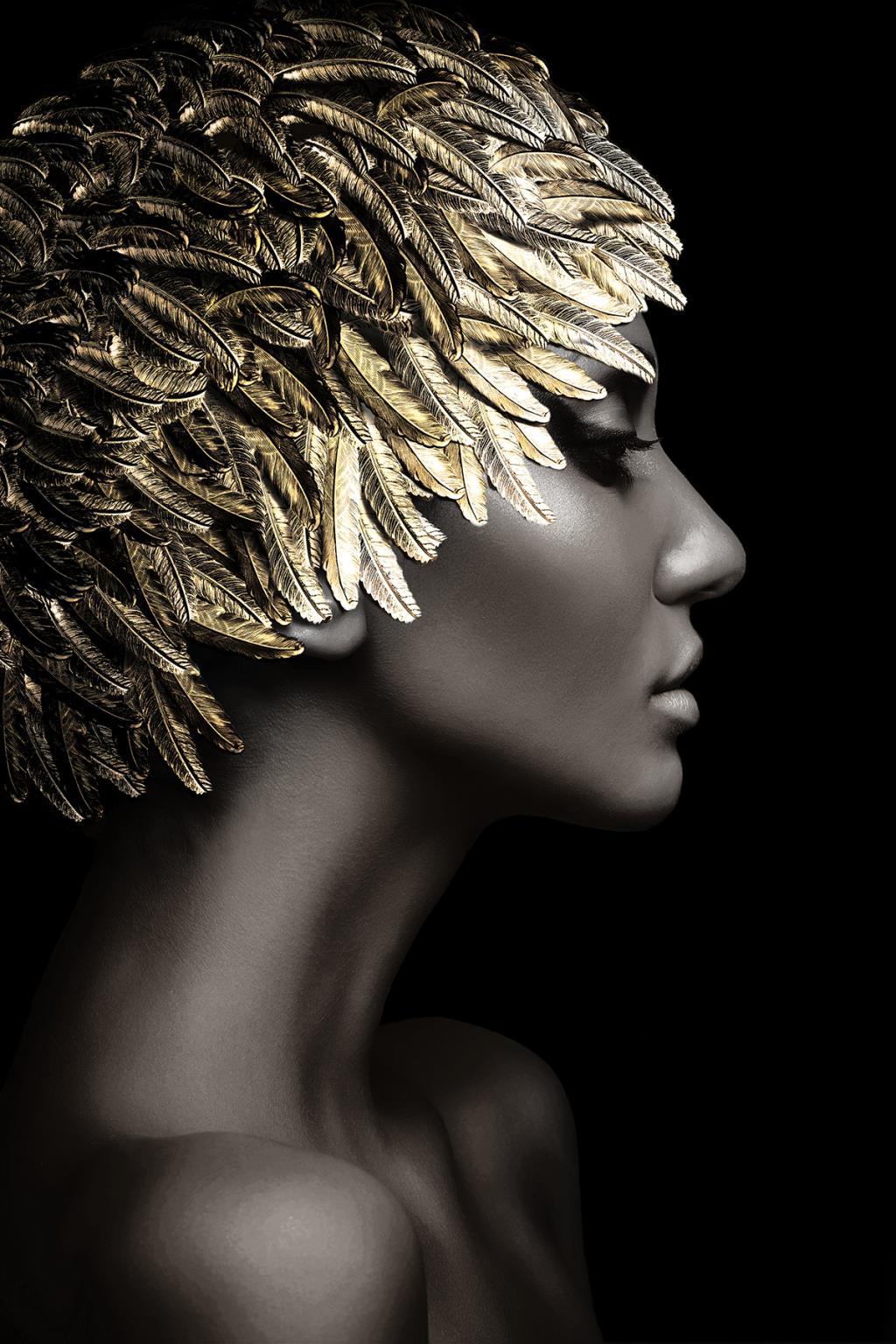Woman Gold Leaves