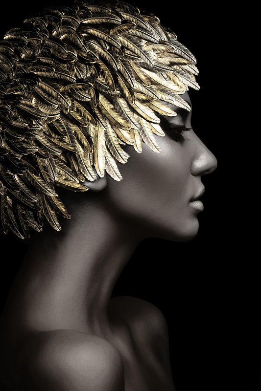 Woman Gold Leaves