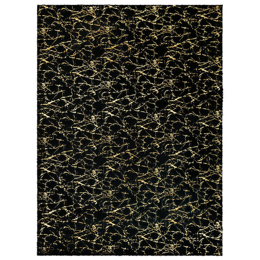 Bunny Fur Foil Rug - Black & Gold