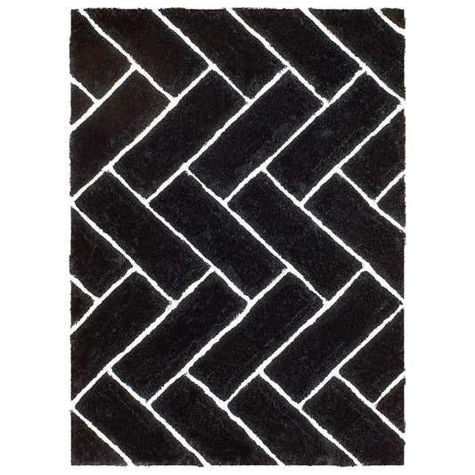 3D Shag 801 Rug - Black
